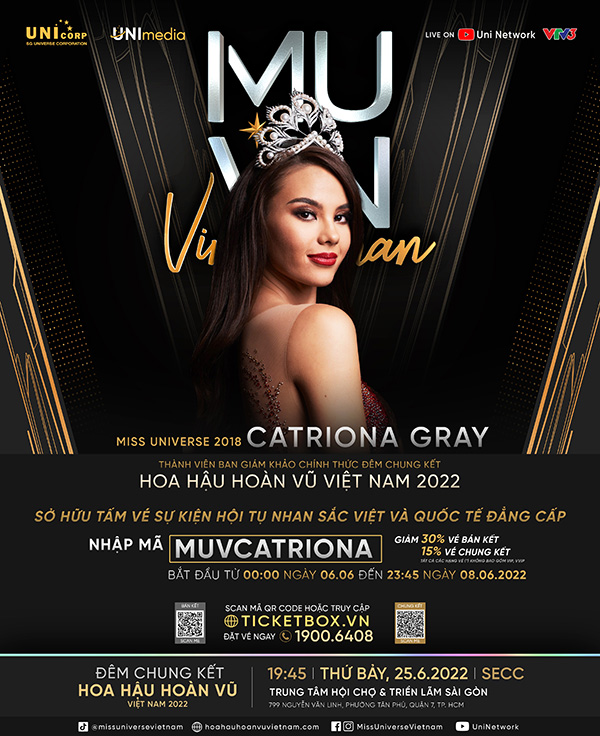 Catriona Gray đến TPHCM, ‘cầm cân nảy mực’ chung kết Hoa hậu Hoàn vũ Việt Nam 2022